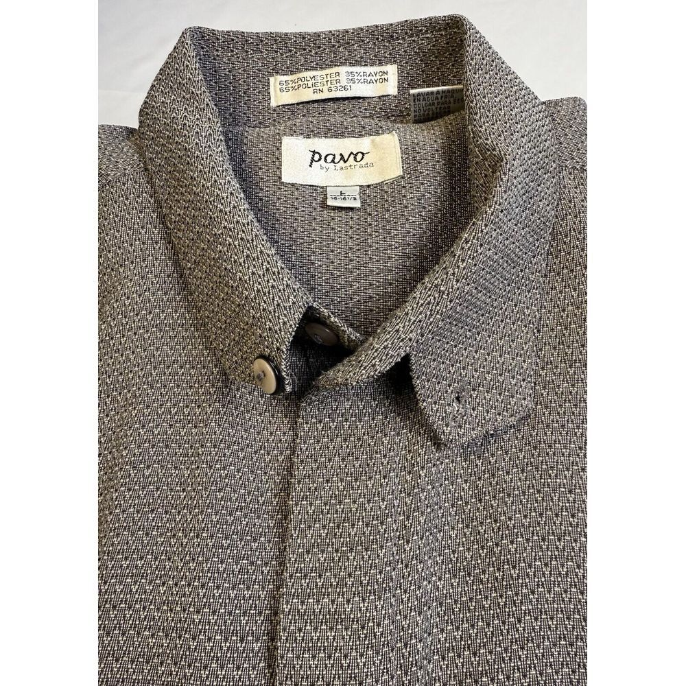 Pavo by Lastrada Men Shirt Sz L 16-16.5 Gray Covered Button-Up   Distinct Collar